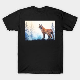 Misty boreal watercolor lynx T-Shirt